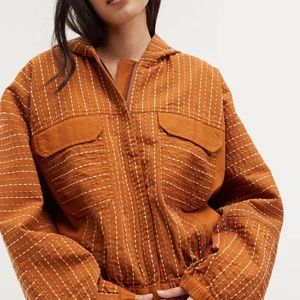 ✨ Anthropologie Hooded Contrast-Stitch Jacket Sz S